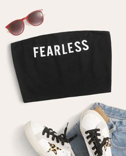 ONE LEFT Cute “Fearless” Women’s Girl’s Teen’s Fashion Tube Top Clothing 