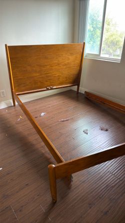 Solid wood bed frame queen