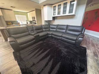 RC Willey Black Leather Couch