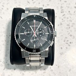 Burberry The City Black Dial Silver Steel Strap Watch for Men - BU9380