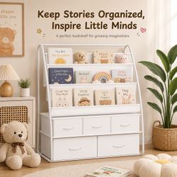 Five Tier Kids' Bookcase and Storage Cabinet