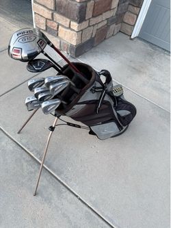 GOLF SET Ping G15 Driver Tommy Armour 3 Wood 4 Hybrid 4-SW Irons Bag balls tees +++