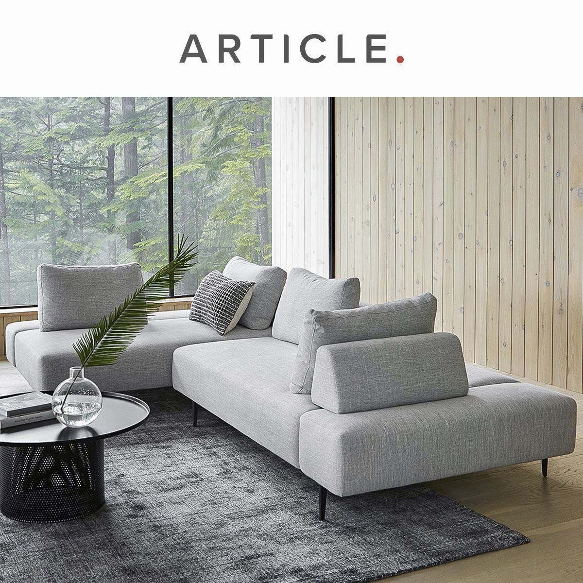 Free Delivery | Brand New Sealed in-box ARTICLE DIVAN Right Facing Sectional Sofa in Mist Gray Performance Fabric | PAID $2,900