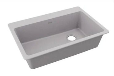 Elkay Quartz Classic 33 in. Drop-in Single Bowl Greystone Granite/Quartz Composite Kitchen Sink Only