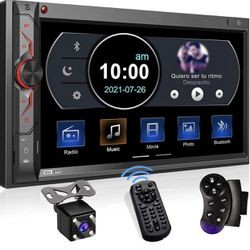 Double Din Car Multimedia System: 7 Inch HD Touchscreen Car Stereo Receiver – Bluetooth Car Radio MP5 Player with Mirror Link | Rear View Camera | MP3