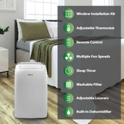 Hunter 12,000 BTU Portable Air Conditioner AC with Heat covers up to 400 sq ft