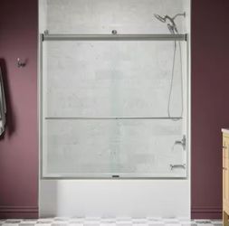 57 - 60 in. W x 62 in. H Frameless Sliding Tub Door