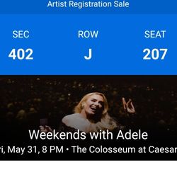 Weekends With Adele Ticket