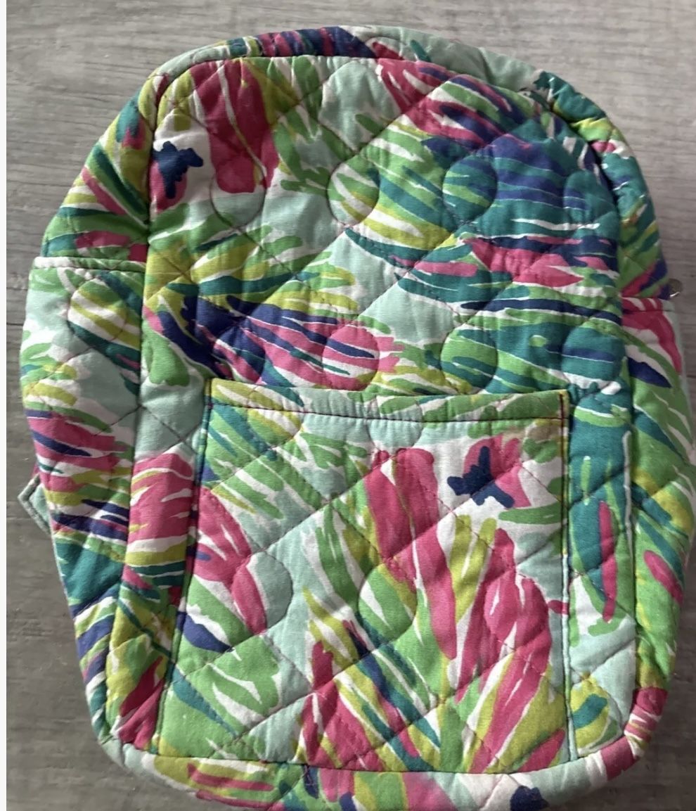 Buckhead Betties Muli Color Backpack Quilted Green Pink Outside Pocket Zipper
