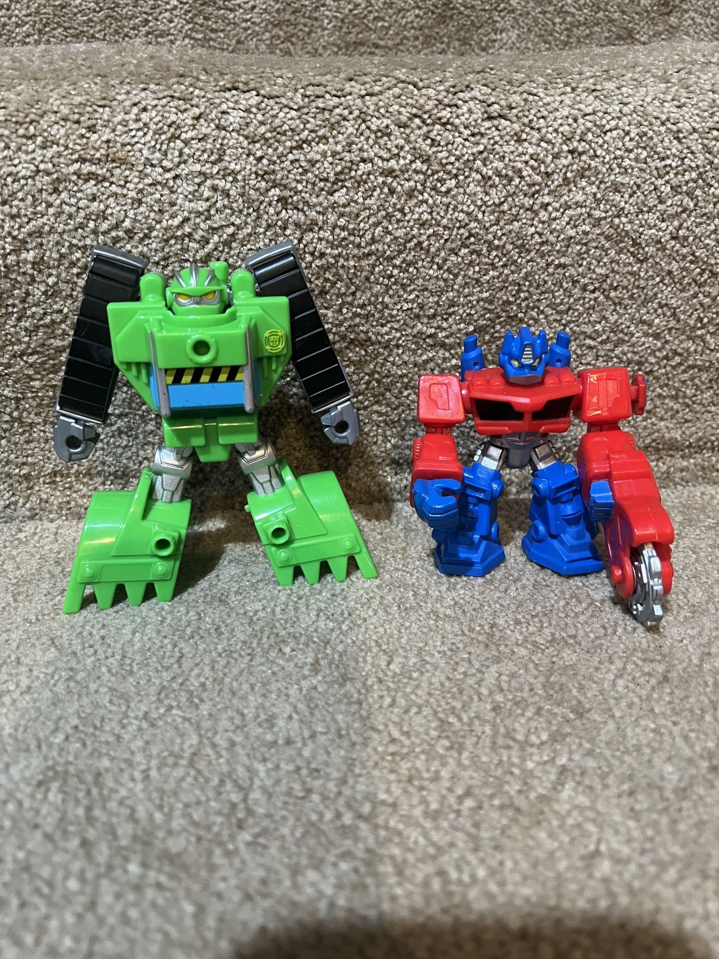 Playskool Transformers Green Rescue Bot Boulder & Optimus Prime set of 2