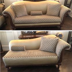 Sofa and Chaise Lounge Set – Gold/Brown - PRICE DROP