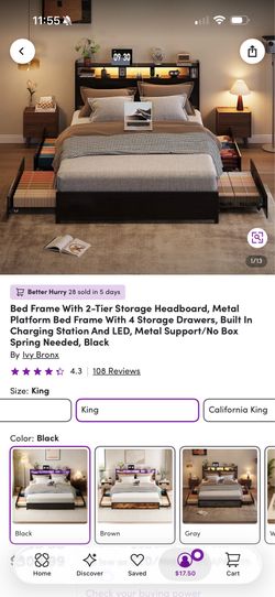 Brand New King Size Bed Frame IN BOX