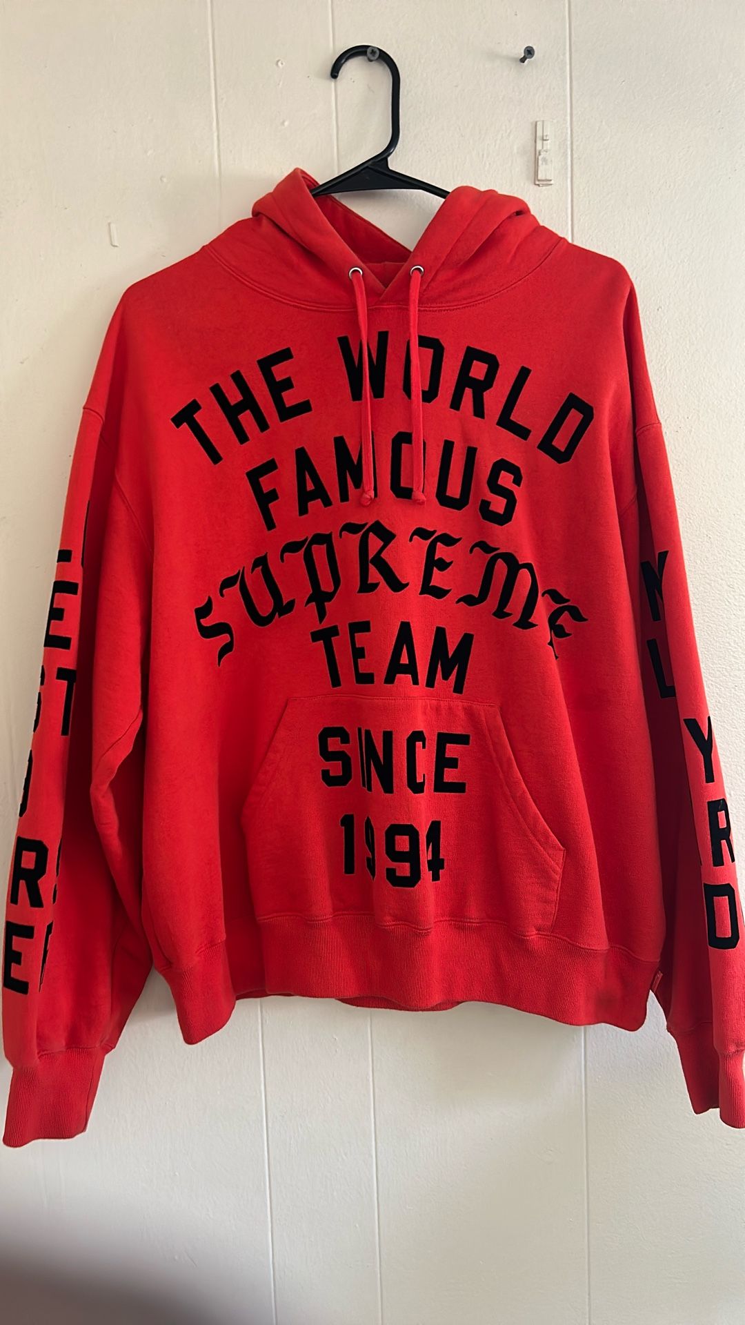Red Supreme Flocked Hoodie