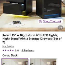 2 Nightstands With LED Lights 