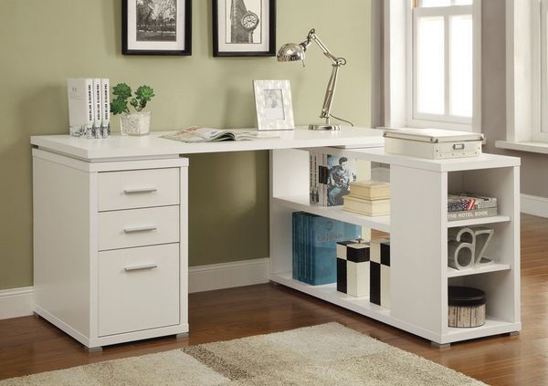 Coaster Yvette L Shape Desk in White New in Box---- warehouse sale