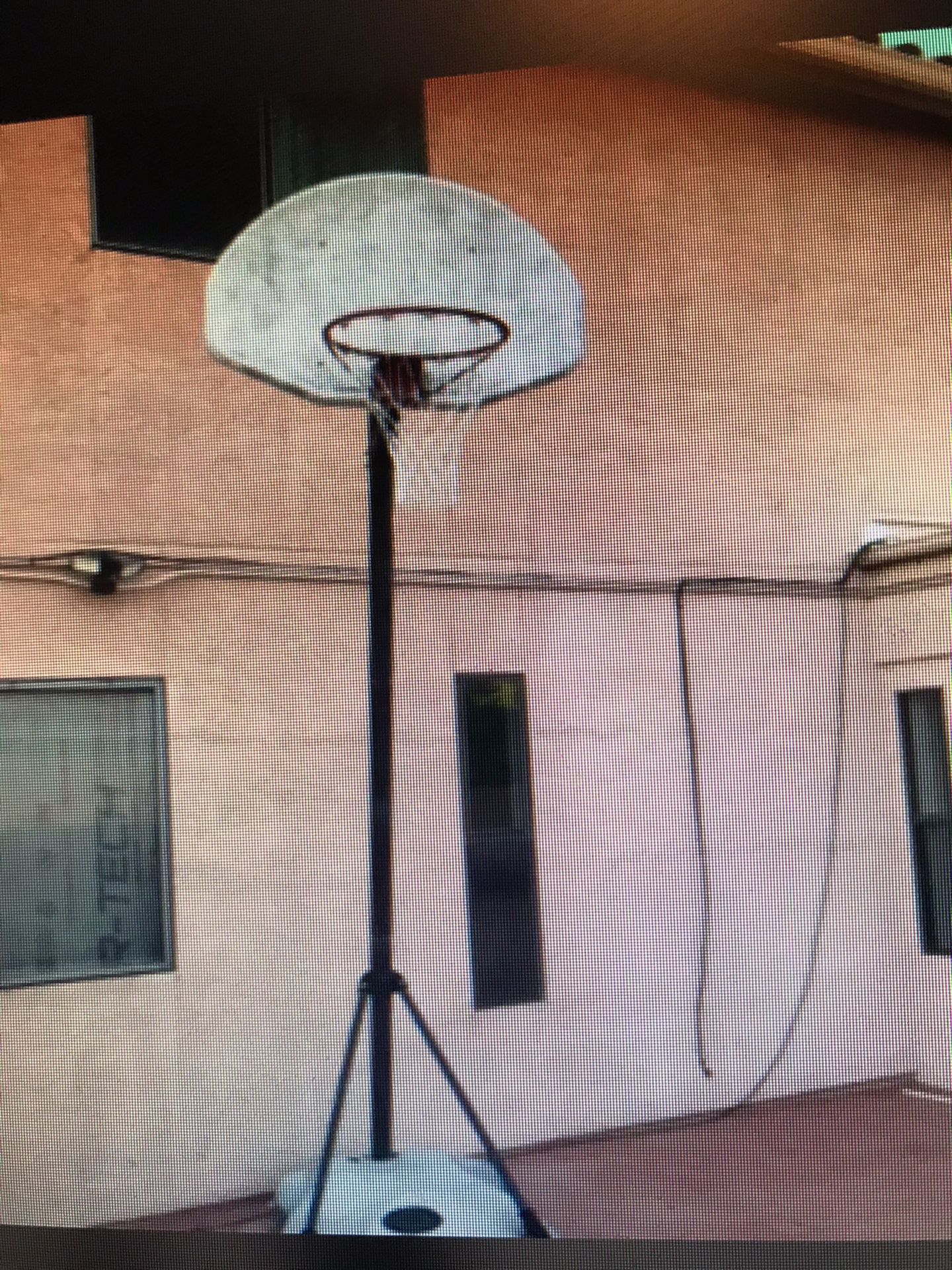 Portable basketball hoop.