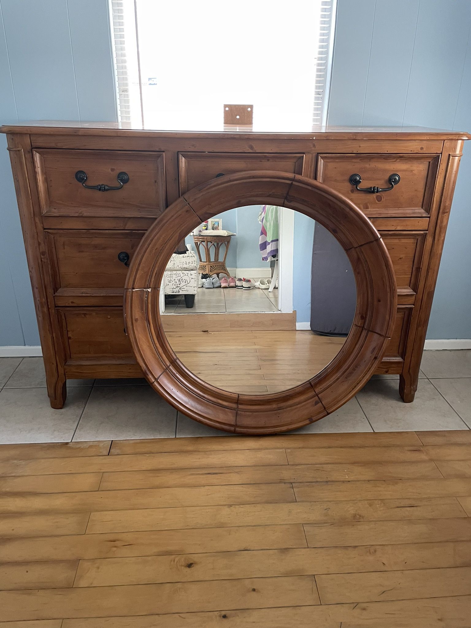 Large Wood Dresser With Mirror 