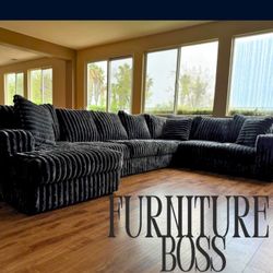 Large Sectional w/ Soft Corduroy - Modern Style + Ultimate Comfort