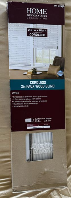 2 White Cordless  Room Darkening 2" Faux Wood Blind 