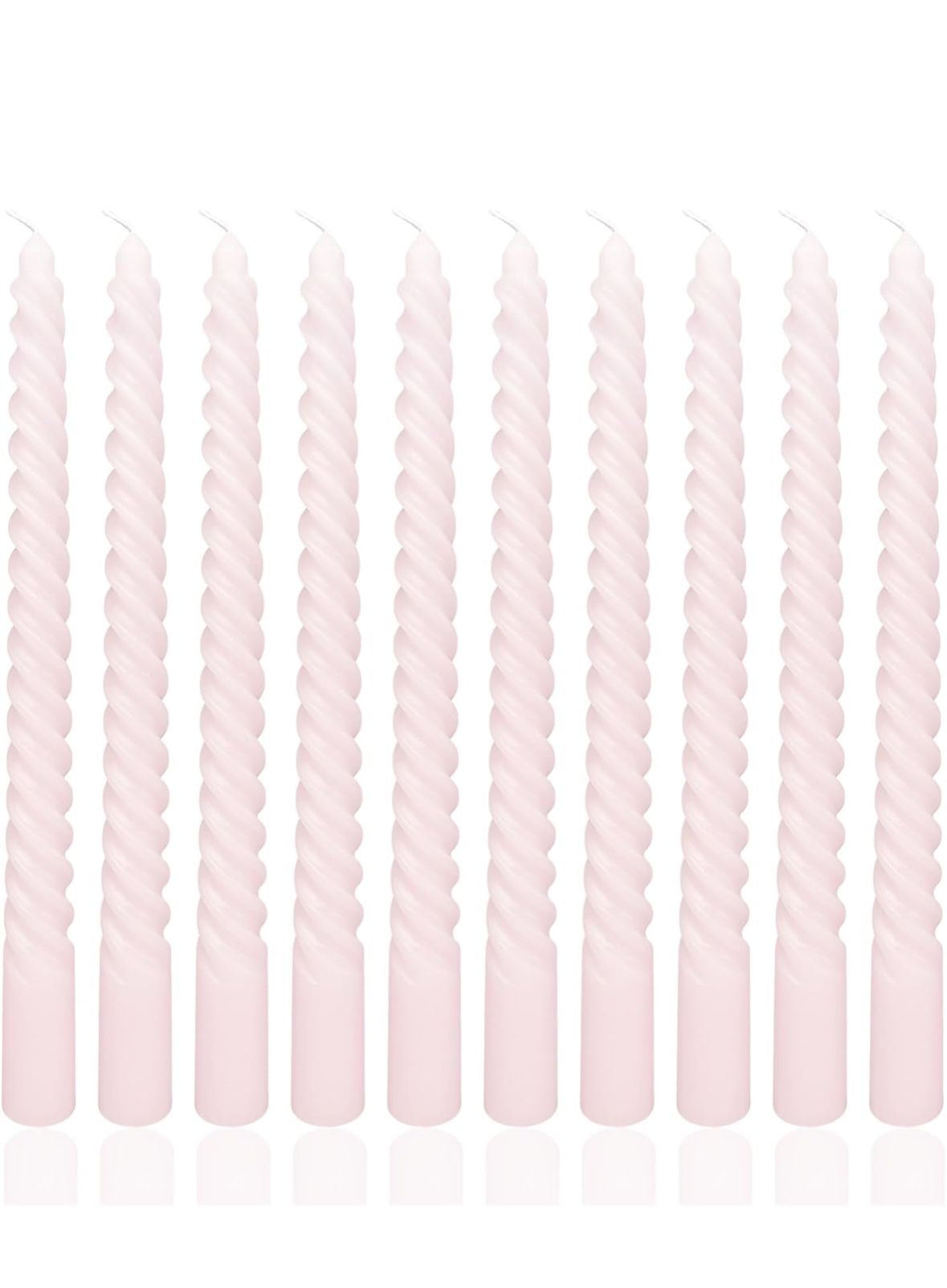 Inch Baby Pink Spiral Taper Candle Set 10 Pack Unscented Dripless Candlesticks for Dinner Baby Shower Party Brithday Wedding and Home Decoration