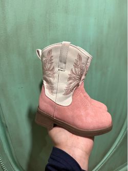 Pink embroidered western toddler girl boots