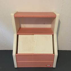 Vintage Little Tikes Pink Toy Box with Book Shelf 