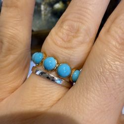 18K Yellow Gold Turquoise Beautiful Ring Band