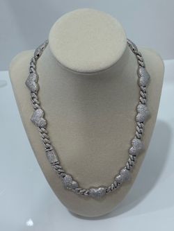 ✨ Moissanite Heart Cuban Link Chain – S925 Sterling Silver ✨
