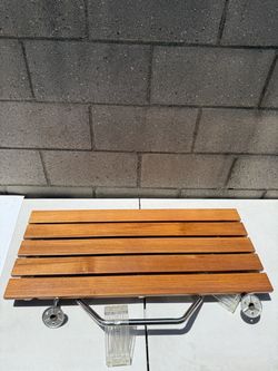 36” Teak Wood Shower Bench Seat Chrome