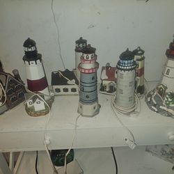 Price Is Firm.. Beautiful Porcelain Christmas Lighthouse Collection