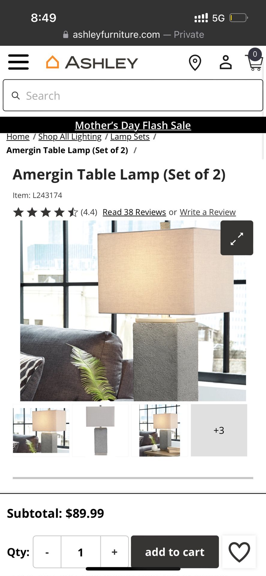 2 Ashley Furniture Lamps 