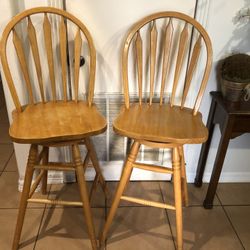 2 Sillas De Barra Pura Madera
