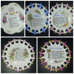 Vintage Mother & Dad Poem Plates + Scripture Plate – $10 Each or 5 for $40