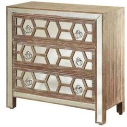 Mirrored-Front Chest, 3-Drawer Hazelnut Wood  50 % Off ( 2 Available)