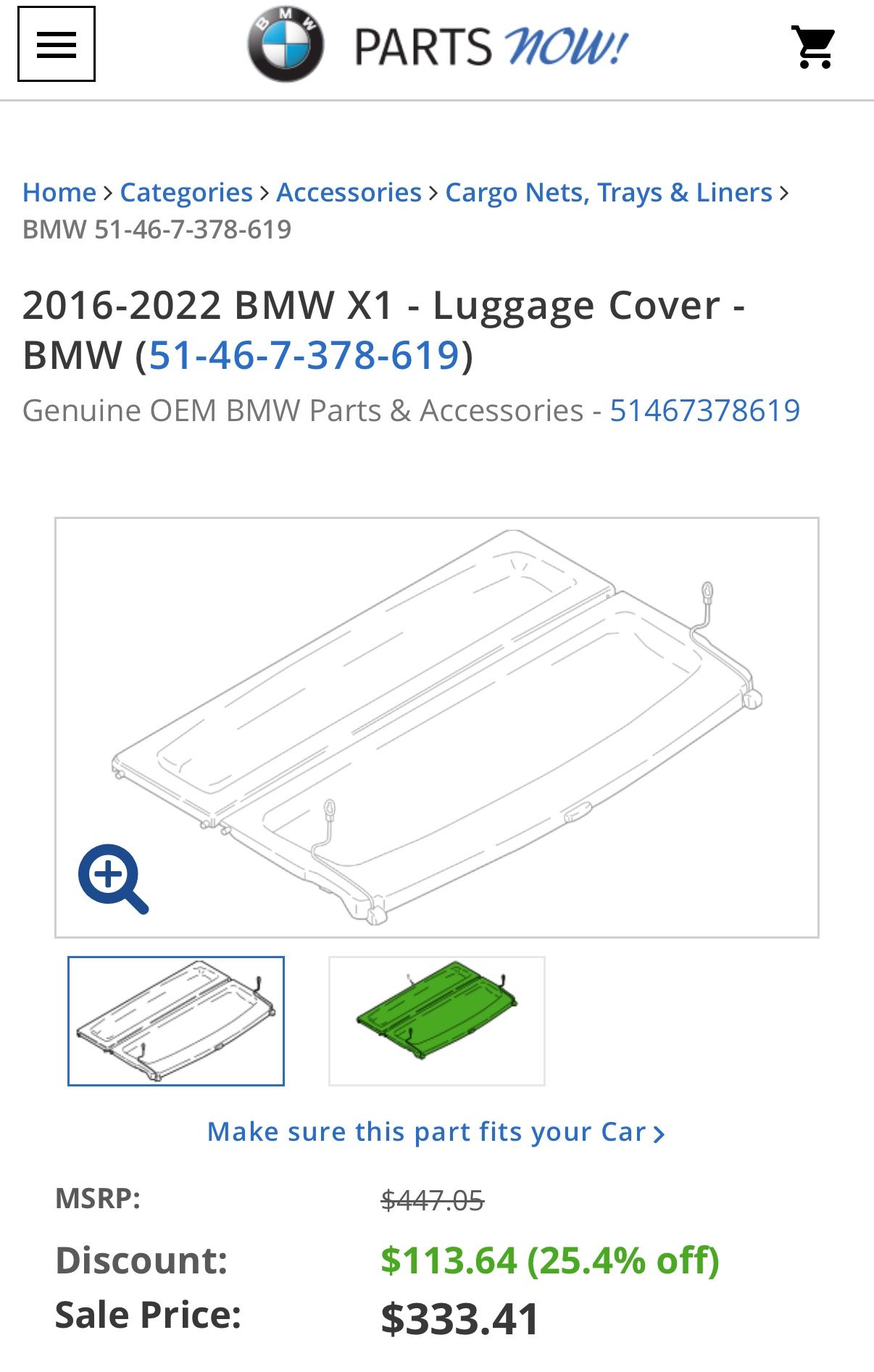 BMW X1 Luggage/Trunk Cover