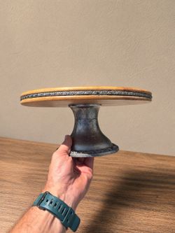 Wood & Metal Pedestal Cake Stand / Serving Display Tray – 11.5”