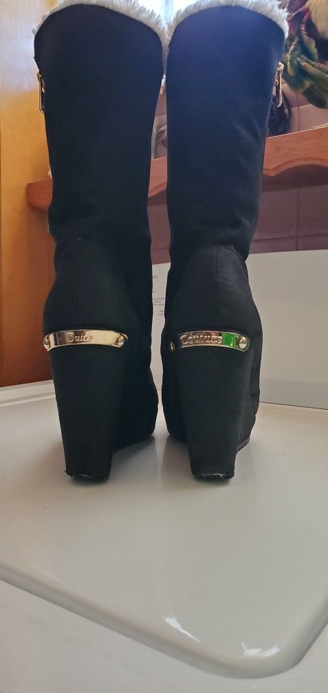 Juicy Couture Wedge Boots Size 7 Black