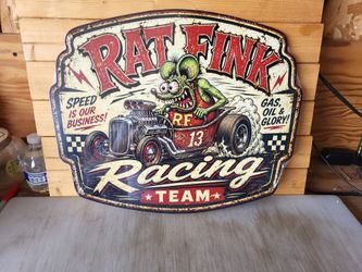 Rat Fink Racing Team Metal Sign 13"x16"