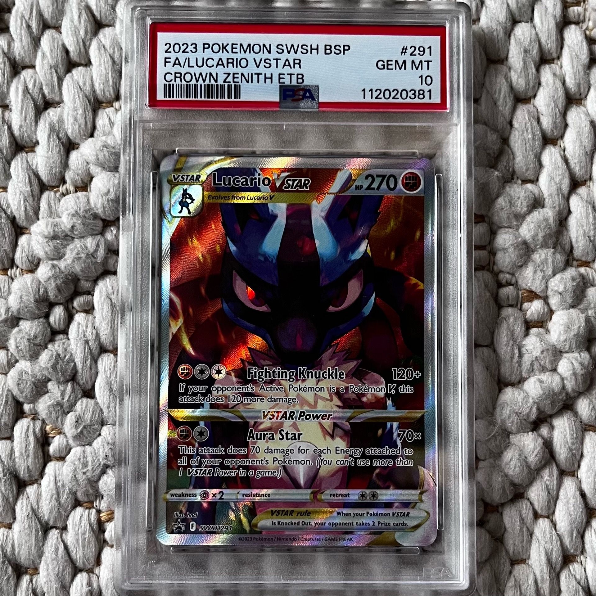 PSA 10 Lucario VSTAR #291 Crown Zenith ETB Promo Pokemon TCG Slab