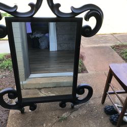 Dark Cherry Wood Mirror And 2 End tables $35
