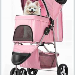 New in box MoNiBloom 3-Wheels Foldable Pet Stroller with Waterproof Cover, Pet Strolling Cart for Small/Medium Dogs and Cats with Storage Basket and C