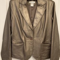 Bronze Metallic Real Leather Jacket SZ Medium 