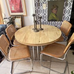Mid Century Cesca Cane & Chrome Dining Set