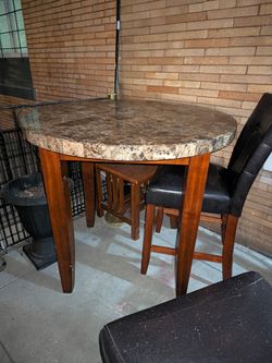 Round Marble Top Pub Table with Chairs