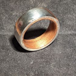 Silver Band Ring With Wood Insert