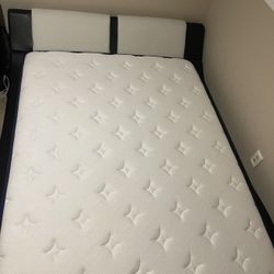 Leather Queen Bed + Mattress