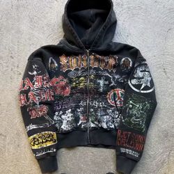 American Retro Letter Pattern Casual Loose Zipper Hoodie Men Street Hip-hop Fashion Versatile Cotton.