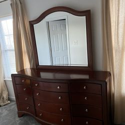 Wooden Dresser And Mirror 