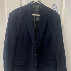 STAFFORD Corduroy Blazer Fit Navy Elbow Patches 
