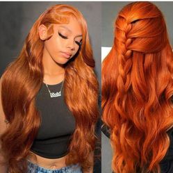 New Ginger Orange Lace Front Wig  Human Hair-Ginger Wig 3x4 HD Pre Plucked with BABY Hair 180% Density Brazilian Virgin Colored Wig, Lace Front Human 